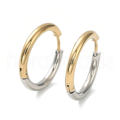 Ion Plating(IP) Two Tone 304 Stainless Steel Huggie Hoop Earrings EJEW-A106-02D-1