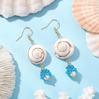 Shell Glass Dangle Earrings EJEW-MZ00424-05-1
