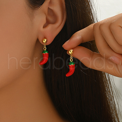 Brass Dangle Stud Earrings JI9518-1-1