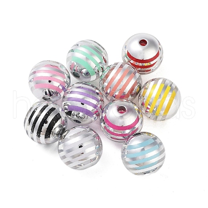 UV Plating Rainbow Iridescent Acrylic Beads X-OACR-F009-01C-1