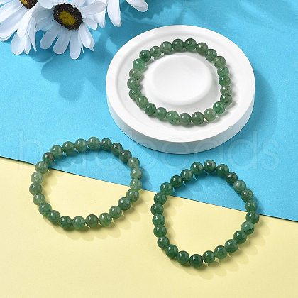 Natural Green Aventurine Beaded Stretch Bracelets BJEW-Q692-50-8mm-1