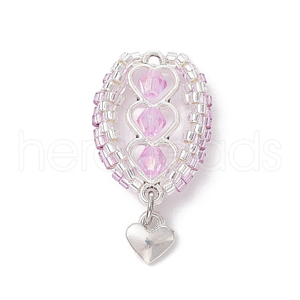 Glass Seed Beaded Hot Air Balloon Pendants PALLOY-MZ00662-03-1