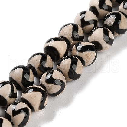 Natural Tibetan Wave Pattern dZi Agate Beads Strands G-B084-A02-02-1