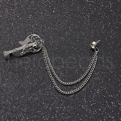 British Style Alloy Crystal Rhinestone Hanging Chain Brooch PW-WG82507-01-1