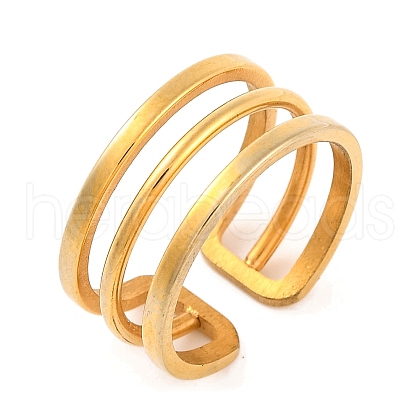 Ion Plating(IP) 304 Stainless Steel Hollow Multi-layer Open Cuff Finger Rings for Women RJEW-S414-19B-G-1
