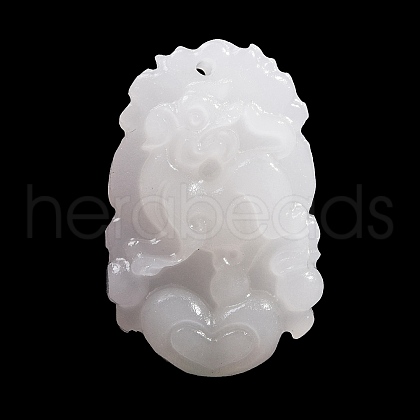 Natural White Jade Carved Pendants G-S384-01K-1