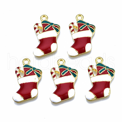 Rack Plating Alloy Enamel Pendants ENAM-Q443-023-RS-1