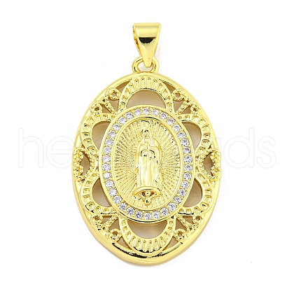 Rack Plating Brass Micro Pave Clear Cubic Zirconia Pendants KK-B091-21G-04-1