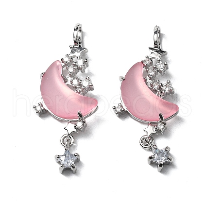 Brass Micro Pave Cubic Zirconia with Resin Pendants KK-Z103-05P-02-1
