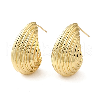 Rack Plating Brass Shell Shape Stud Earrings for Women X-EJEW-Z019-20G-1