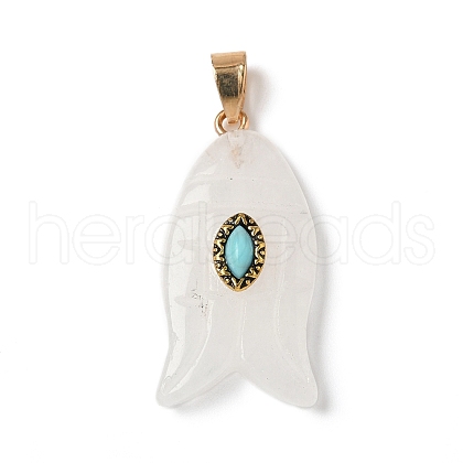 Natural Quartz Crystal & Synthetic Turquoise Carved Pendants G-Z084-01G-01-1
