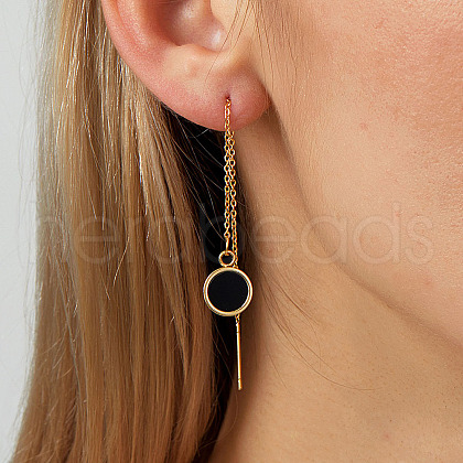 Stainless Steel Flat Round Tassel Ear Thread CS8373-1