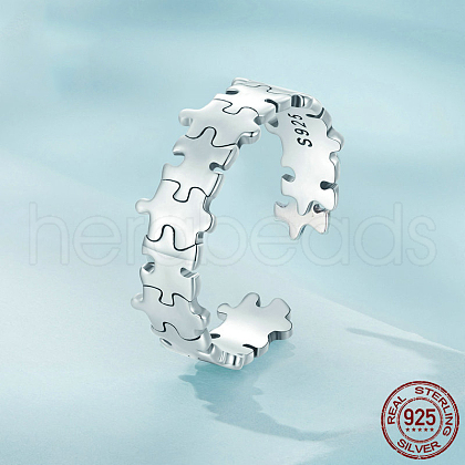 Puzzle 925 Sterling Silver Adjustable Cuff Rings FS-WG2DCD2-01-1