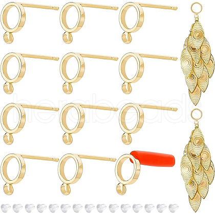 BENECREAT 20Pcs Brass Stud Earring Findings KK-BC0008-36-1