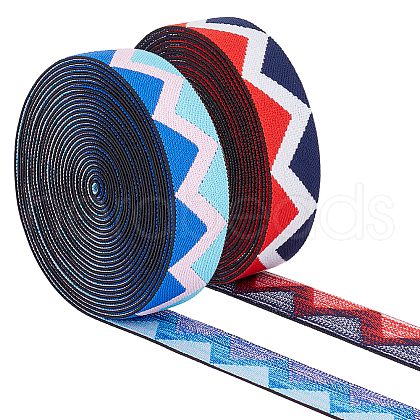 FINGERINSPIRE 10 Yards 2 Colors Flat Nylon Elastic Band with Wave Pattern EC-FG0001-04-1
