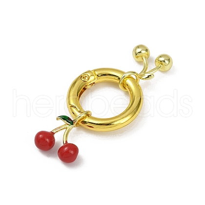 Cherry Brass Enamel Spring Gate Rings KK-M322-09G-1