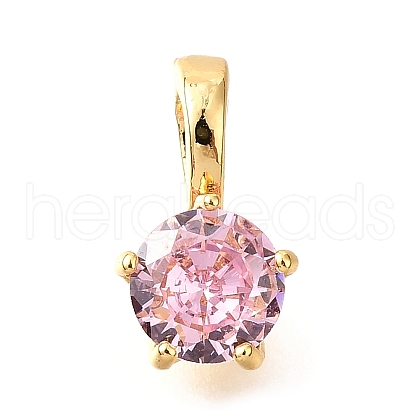 Brass Micro Pave Cubic Zirconia Charms KK-D356-05D-G-1