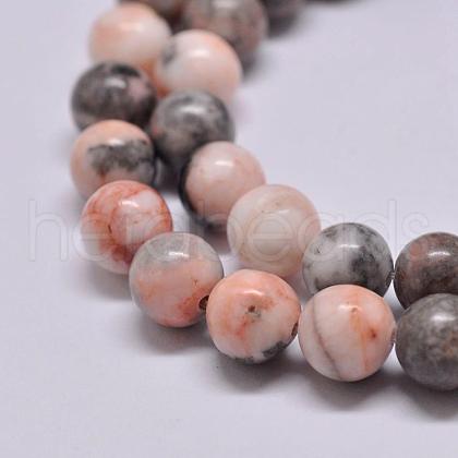 Natural Pink Zebra Jasper Beads Strands X-G-P231-01-4mm-1