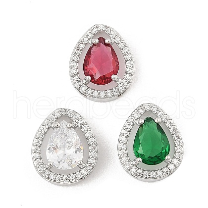 Brass Micro Pave Cubic Zirconia Slide Charms ZIRC-I068-14P-1