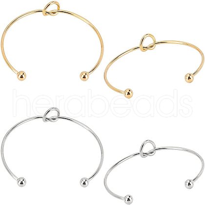 Unicraftale 4Pcs 2 Colors 304 Stainless Steel Love Knot Cuff Bangle Making MAK-UN0001-38-1