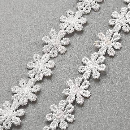 Polyester Thread Flower Lace Ribbon OCOR-WH0109-024-1