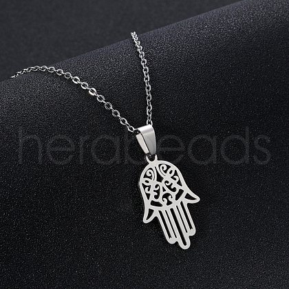 Hollow Hamsa Hand Pendant Necklace DQ3494-2-1