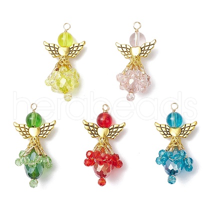 Electroplate Transparent Glass Pendants PALLOY-JF03831-02-1