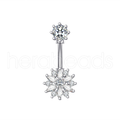 Brass Cubic Zirconia Navel Ring WGEFBF8-02-1
