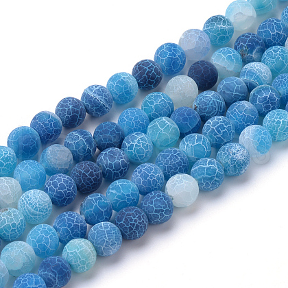 Natural & Dyed Crackle Agate Bead Strands G-T056-6mm-07-1