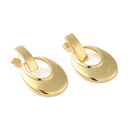 Real 18K Gold Plated Brass Dangle Stud Earrings EJEW-G382-21C-G-1