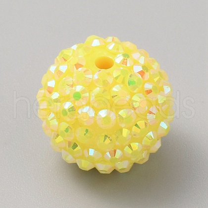 Chunky Resin Rhinestone Bubblegum Ball Beads RESI-CJC0025-02B-1