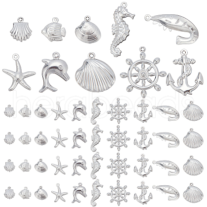   200Pcs 10 Style 316 Surgical Stainless Steel Pendants STAS-PH0003-15-1