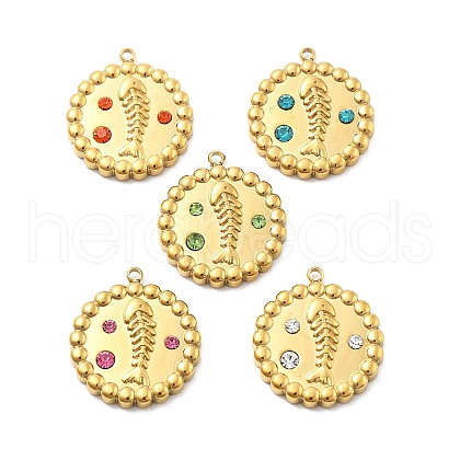 304 Stainless Steel Rhinestone Pendants STAS-L283-52G-1