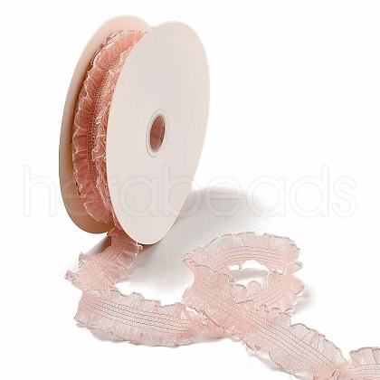 20 Yards Polyester Pleated Elastic Lace Trim SRIB-M015-01A-1