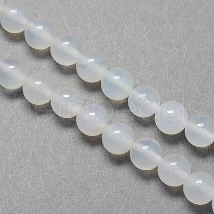 Round Natural White Agate Beads Strands G-S129-4mm-1