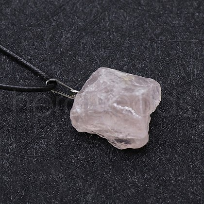 Natural Rose Quartz Raw Rough Nuggets Pendant Necklace FS-WG50F2C-04-1