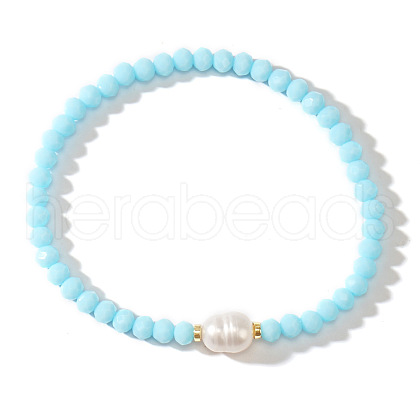 Faceted Rondelle Glass Beaded Stretch Bracelets for Women KV3959-2-1