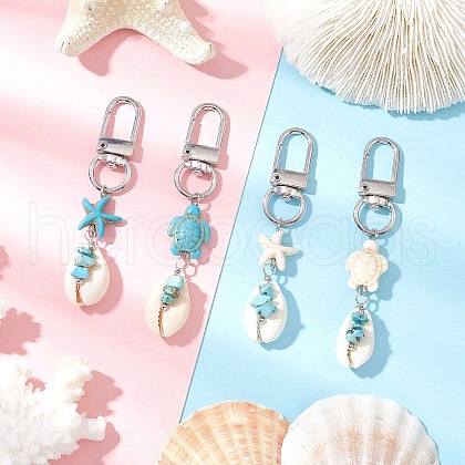 4Pcs Natural Cowrie Shell Pendant Decorations HJEW-JM03319-01-1