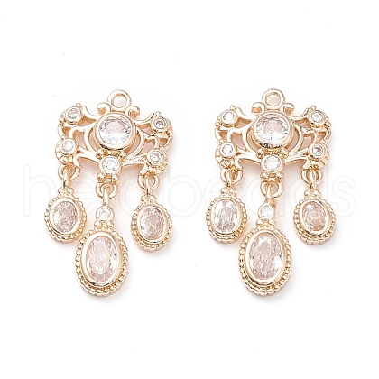 Brass Micro Pave Clear Cubic Zirconia Pendants KK-K259-03LCG-1