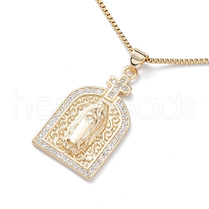 Clear Cubic Zirconia Religion Pendant Necklace NJEW-F307-01D-1
