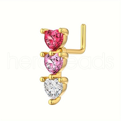 Brass Pave Colorful Cubic Zirconia L-Shaped Nose Rings FS-WG9779A-05-1