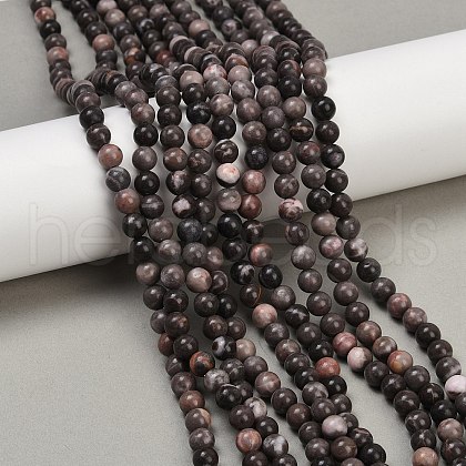 Natural Plum Blossom Jasper Beads Strands G-F591-23-6mm-1