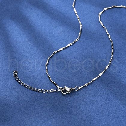 Brassl Twisted Bar Link Chain Necklaces for Men Women NJEW-G160-15P-1