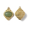 Vacuum Plating 201 Stainless Steel Natural Green Aventurine Pendants STAS-C064-VC881-3