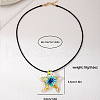 Summer Beach Starfish Transparent Glass Pendant Black Waxed Cord Necklaces for Women FS-WG29C72-01-4