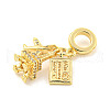 Rack Plating Brass Micro Pave Cubic Zirconia European Dangle Charms KK-P270-02F-G-2