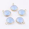 Golden Tone Brass Glass Flat Round Charms GLAA-M003-A-18G-1