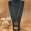 Woven Net/Web with Feather Alloy & Wood Necklaces & Earring Sets FS-WG8596C-04-1