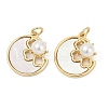 Brass Pave Natural Shell Pendants KK-U058-05G-1