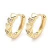Heart Brass Micro Pave Clear Cubic Zirconia Hoop Earrings EJEW-Z102-30G-4
